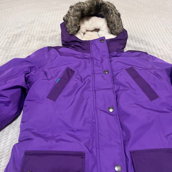 LANDS'END Kids Puffer Jacket‎ Lined Hooded Purple Girls Coat Size 10/12 - Picture 3 of 11